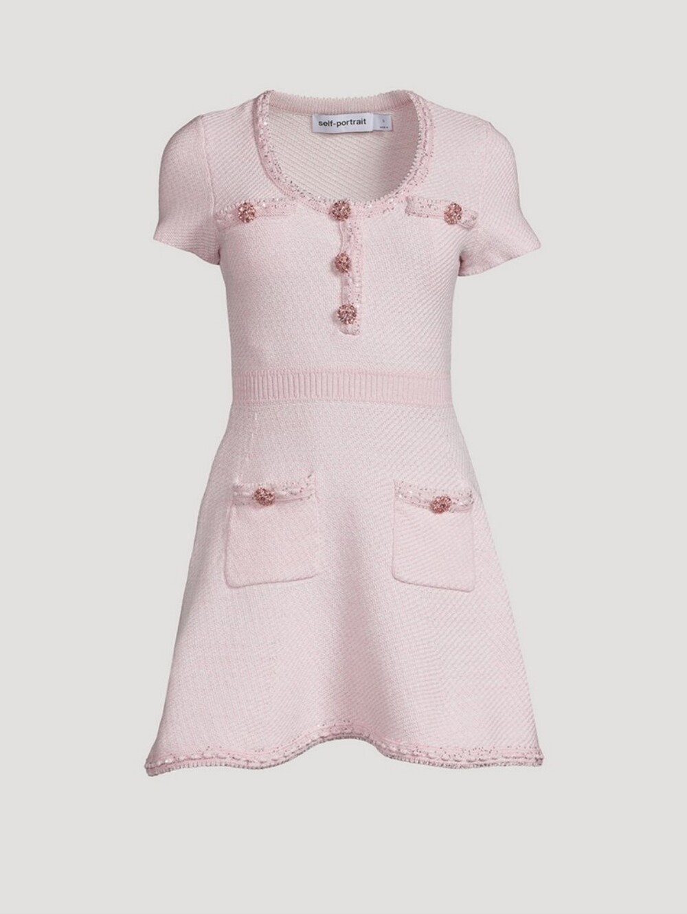 Self-Portrait Cotton Knit Mini Dress - Picture 5 of 12